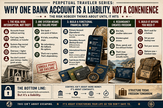 #15 Perpetual Traveler Series #15: Why One Bank Account Is a Liability, Not a Convenience