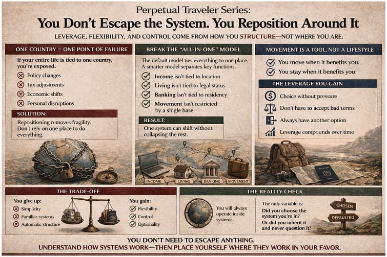 13.1 Perpetual Traveler Series #13: You Don’t Escape the System. You Reposition Around It