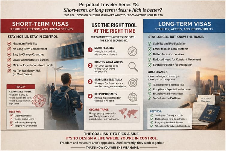 8 Perpetual Traveler Series #8-Short-term, or long term visas: which is better